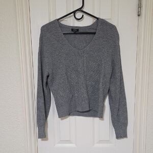 Express Gray V-Neck Sweater